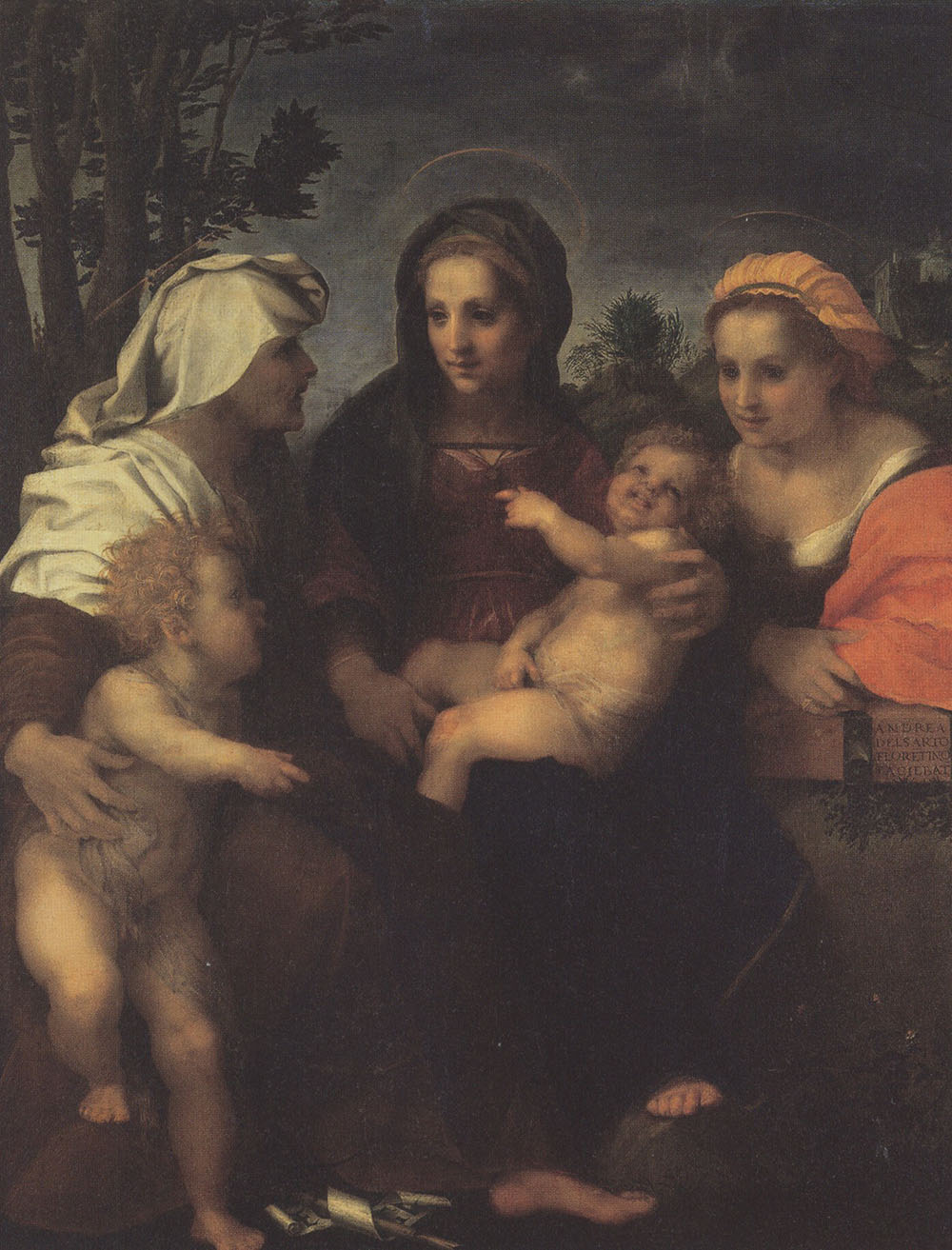 Андреа дель Сарто (Андреа д'Аньоло). "Мадонна с Младенцем, со святыми Екатериной, Елизаветой и Иоанном Крестителем". 1510-е.