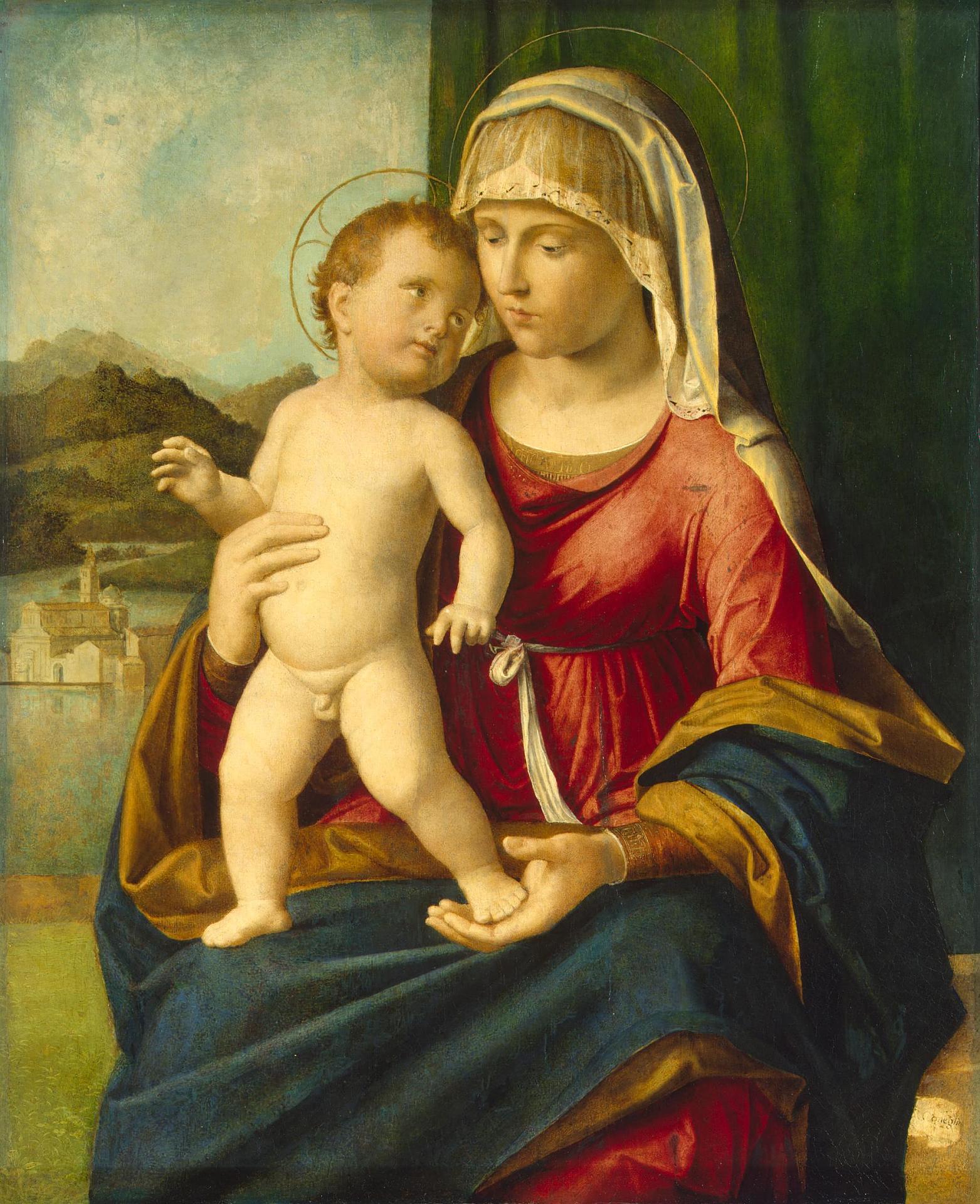 Джованни Баттиста Чима да Конельяно. "Мадонна с Младенцем". Между 1496 и 1499. Эрмитаж, Санкт-Петербург.