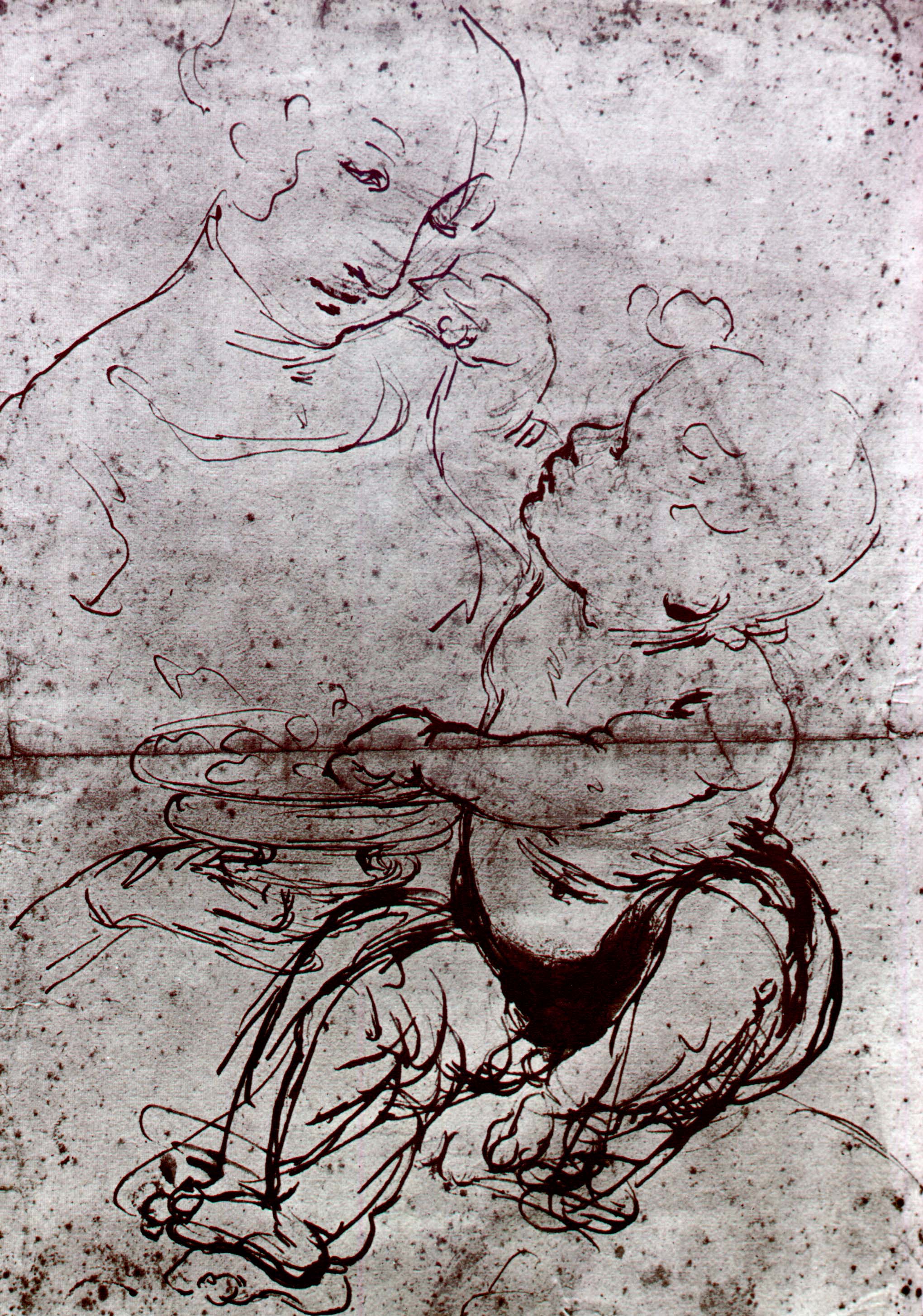 Леонардо да Винчи. "Мадонна с Младенцем и тарелкой фруктов". 1478.