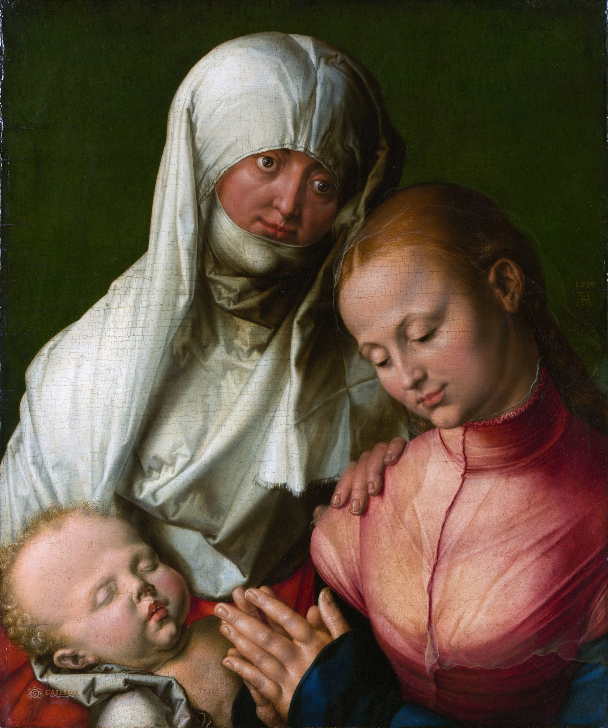 Альбрехт Дюрер и мастерская. "Мадонна с Младенцем и святой Анной". 1519. Музей Метрополитен, Нью Йорк.