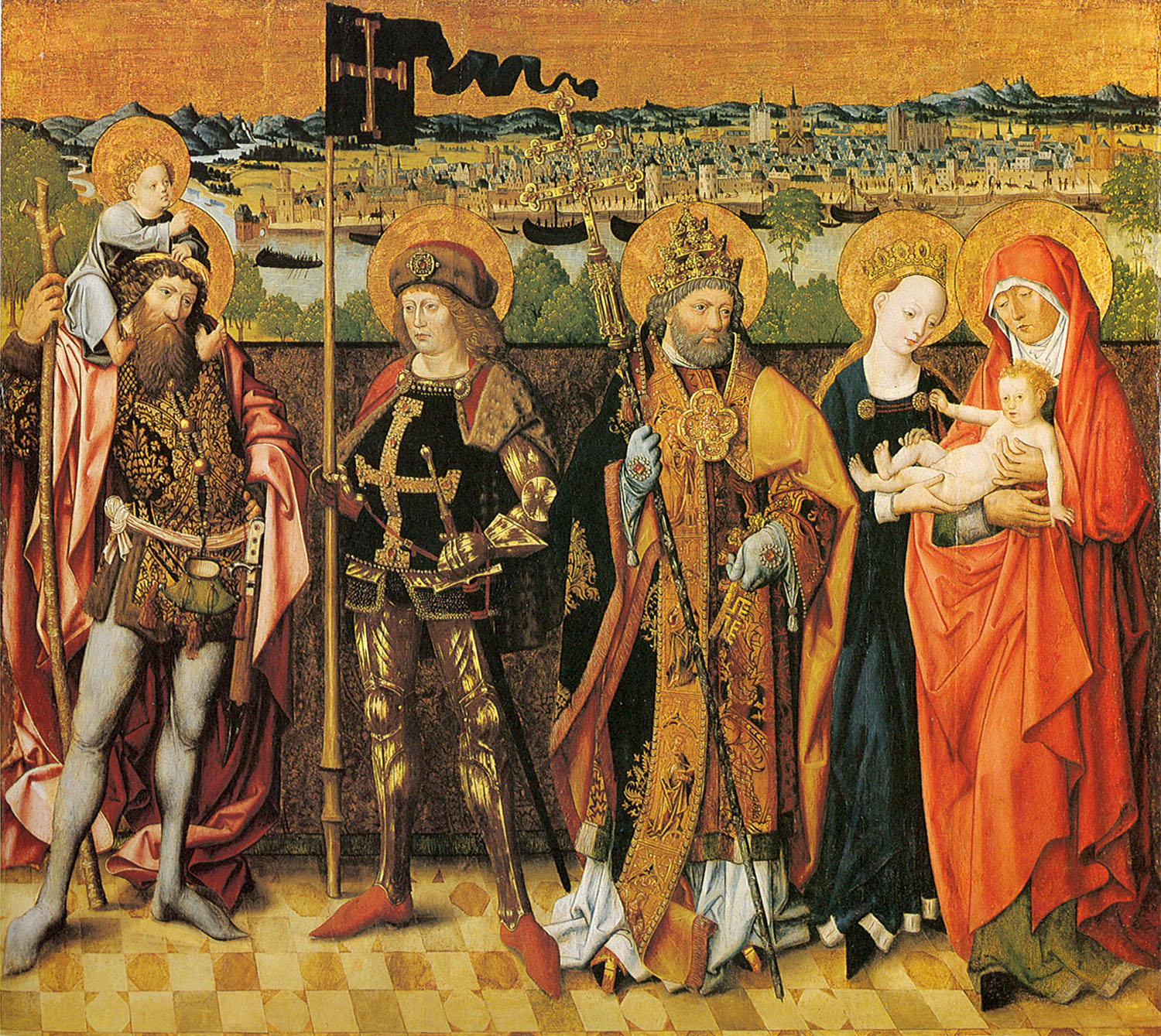 Мастер Апрфеоза Девы Марии. "Мадонна с Младенцем и со святыми Анной, Петром, Георгием и Христофором". около 1480.