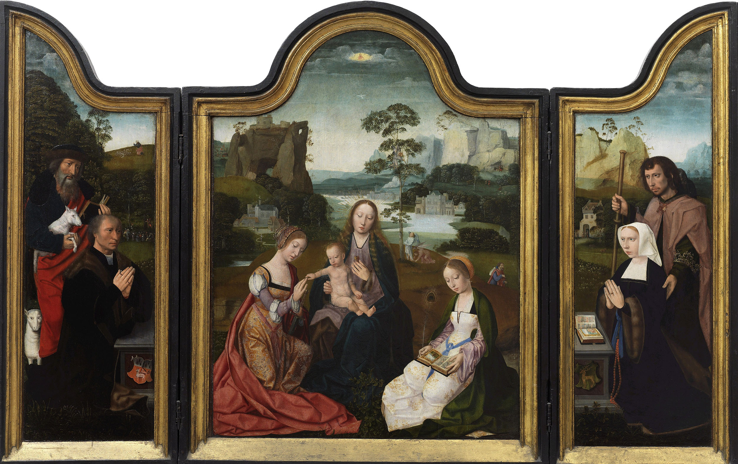 Мастер Святого рода. Триптих "Мадонна с Младенцем, святыми Екатериной и Варварой".