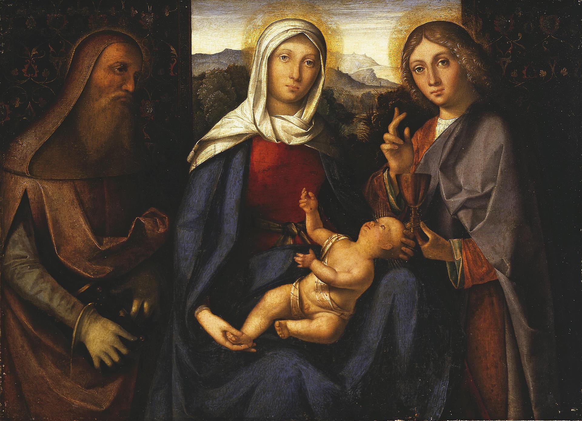 Боккаччо Боккаччино. "Мадонна с Младенцем, св. Иеронимом и св. Иоанном". 1506-1508.