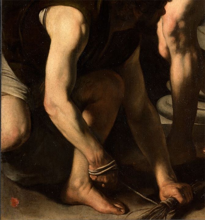Караваджо. Бичевание Христа. Фрагмент. 1607.