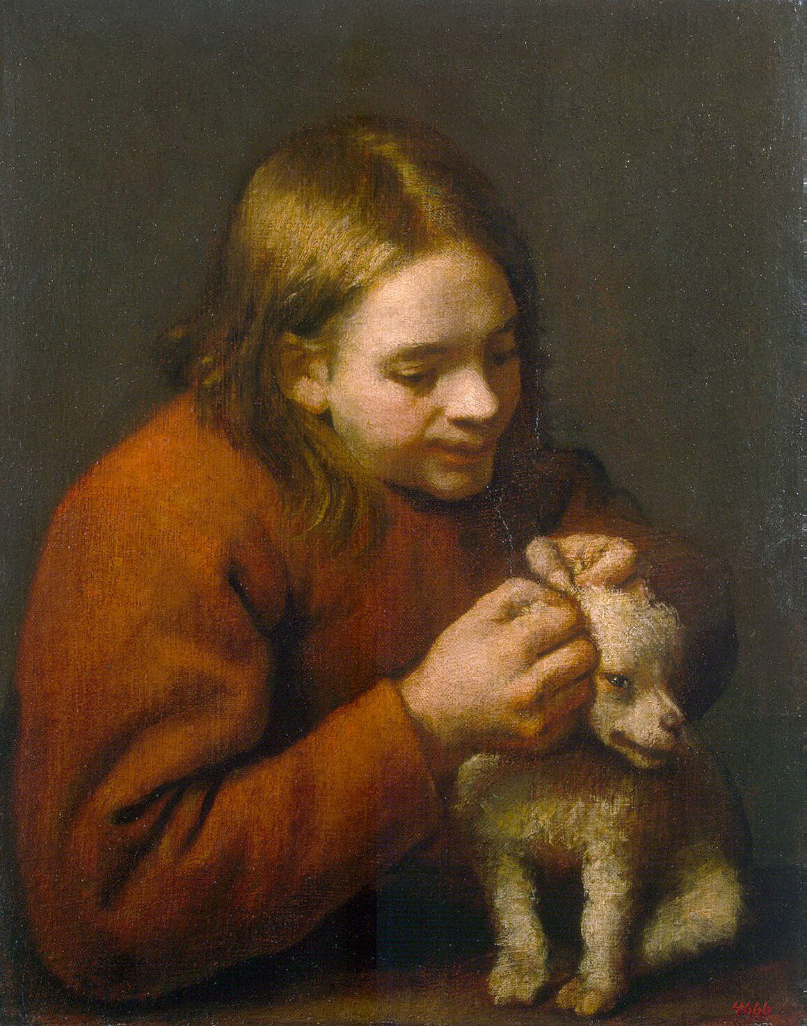Педро Нуньес дель Вильявисенсио. "Мальчик, ищущий блох у собачки". 1650-е. Эрмитаж, Санкт-Петербург.