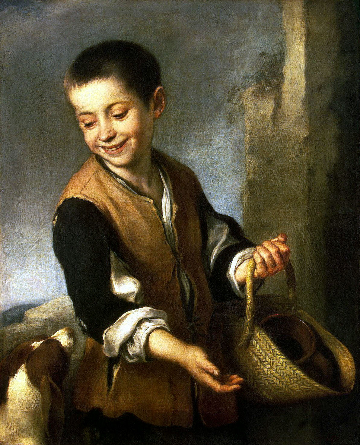 Бартоломе Эстебан Мурильо. "Мальчик с собакой". Между 1655 и 1660. Эрмитаж, Санкт-Петербург.