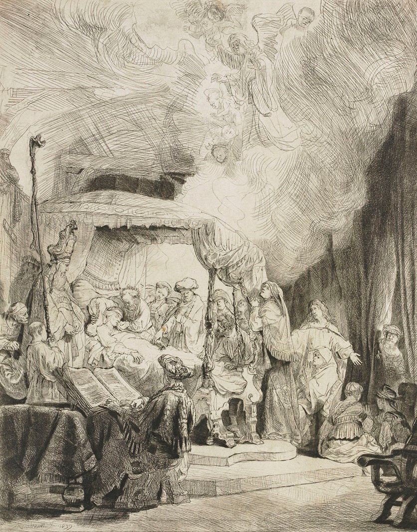 Рембрандт ван Рейн. Смерть Марии. 1639.