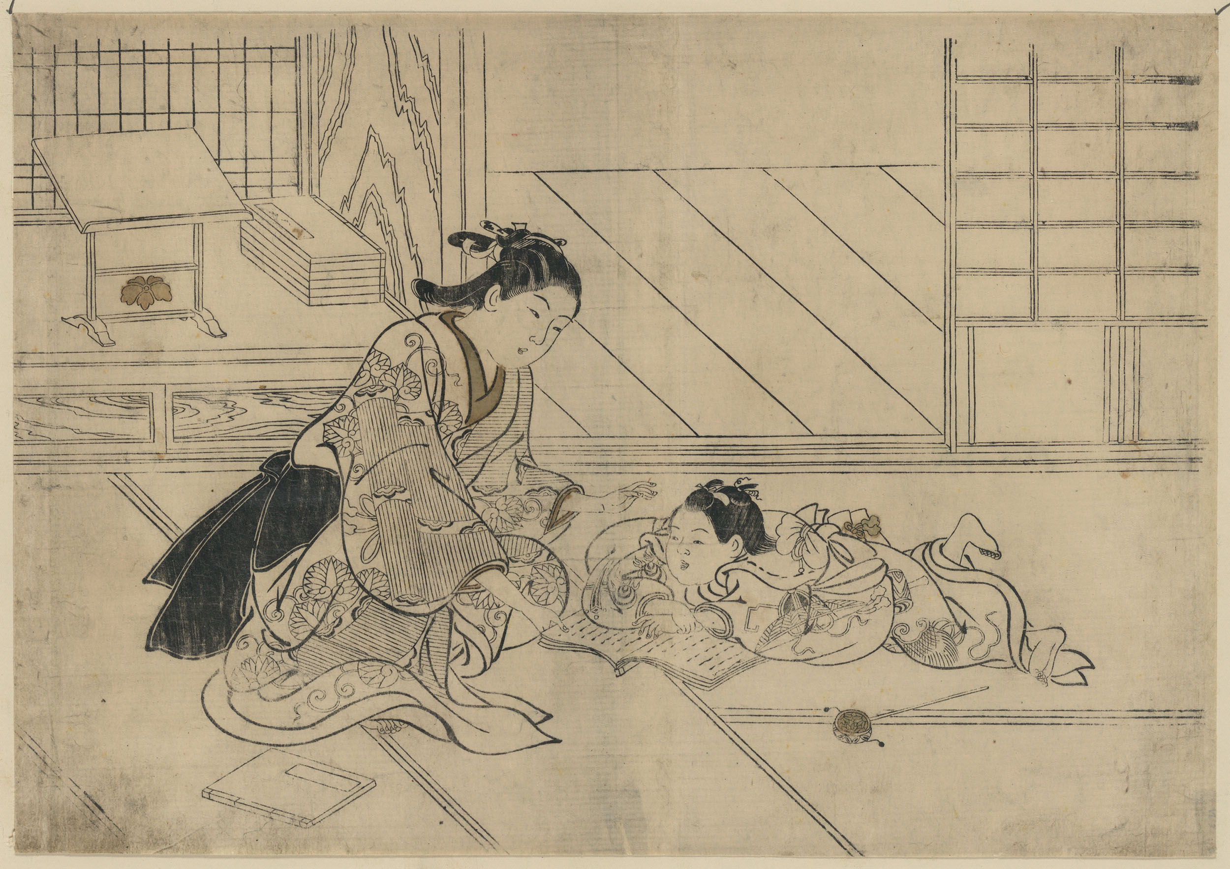Нисикава Сукэнобу. Мать и сын. Между 1716 и 1742.
