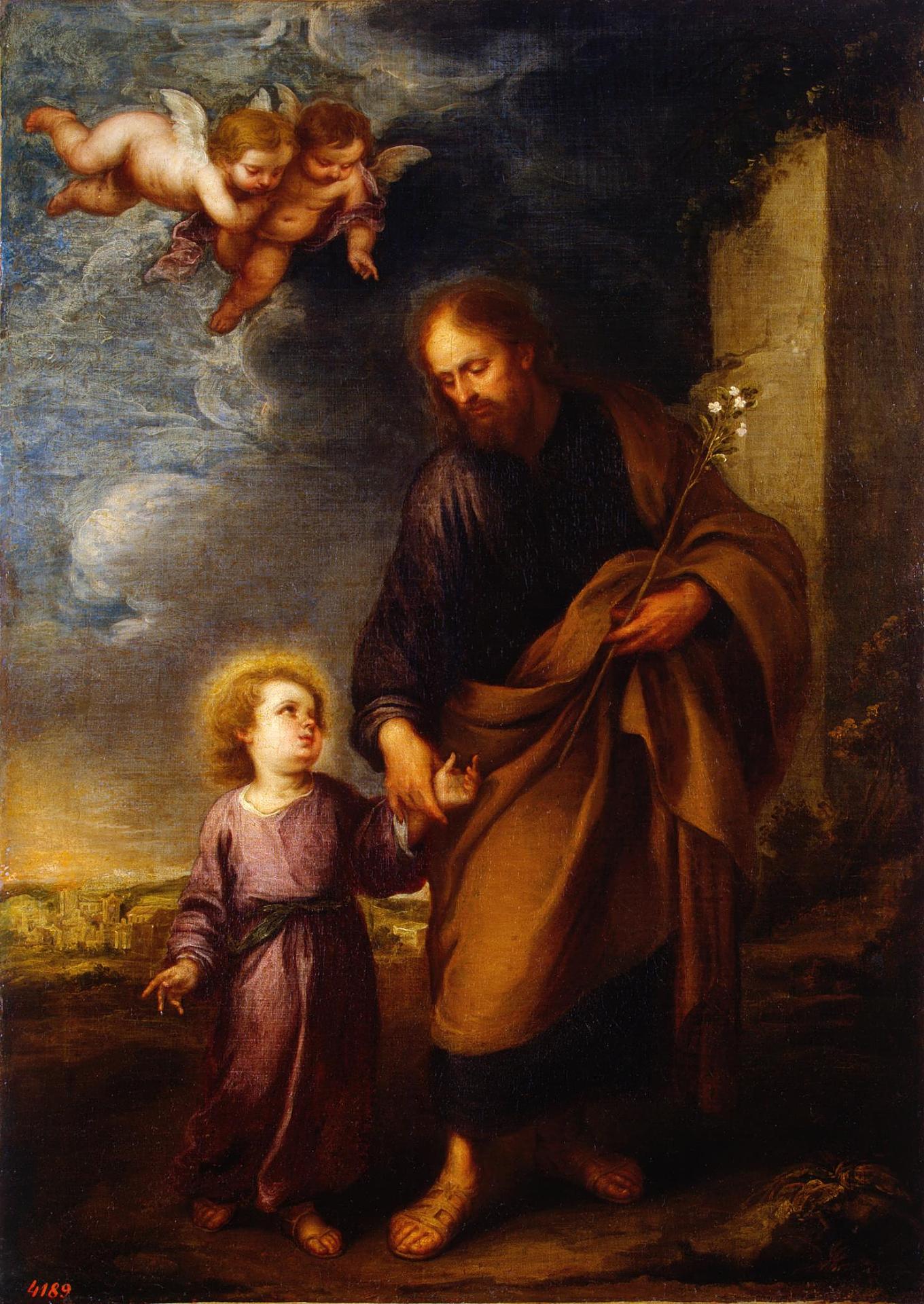 Бартоломе Эстебан Мурильо. "Святой Иосиф, ведущий за руку Младенца Христа". 1670-е. Эрмитаж, Санкт-Петербург.