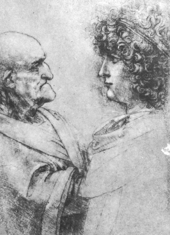 Леонардо да Винчи. "Рисунок старика и молодого человека".