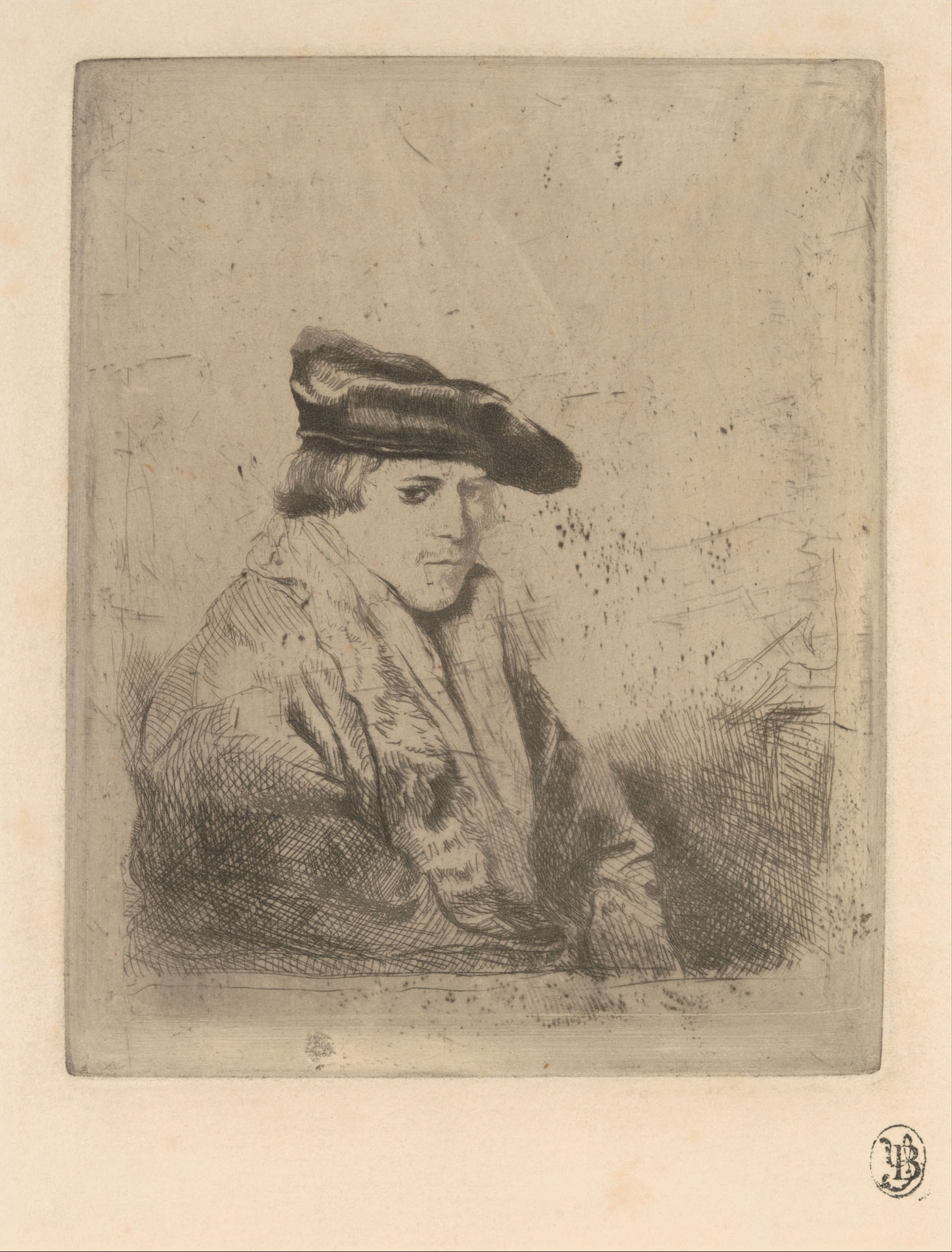 Эдгар Дега. "Молодой человек, сидящий в бархатном берете". Копия с Рембрандта. 1857.