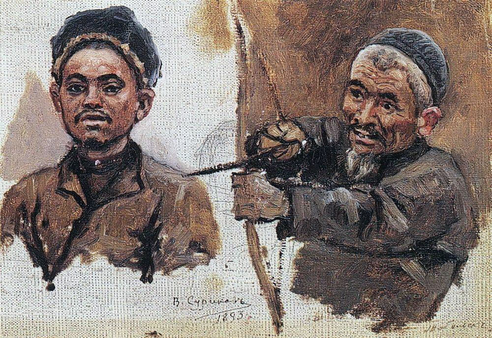 Василий Иванович Суриков. "Головы татар (старика и молодого)". 1893.