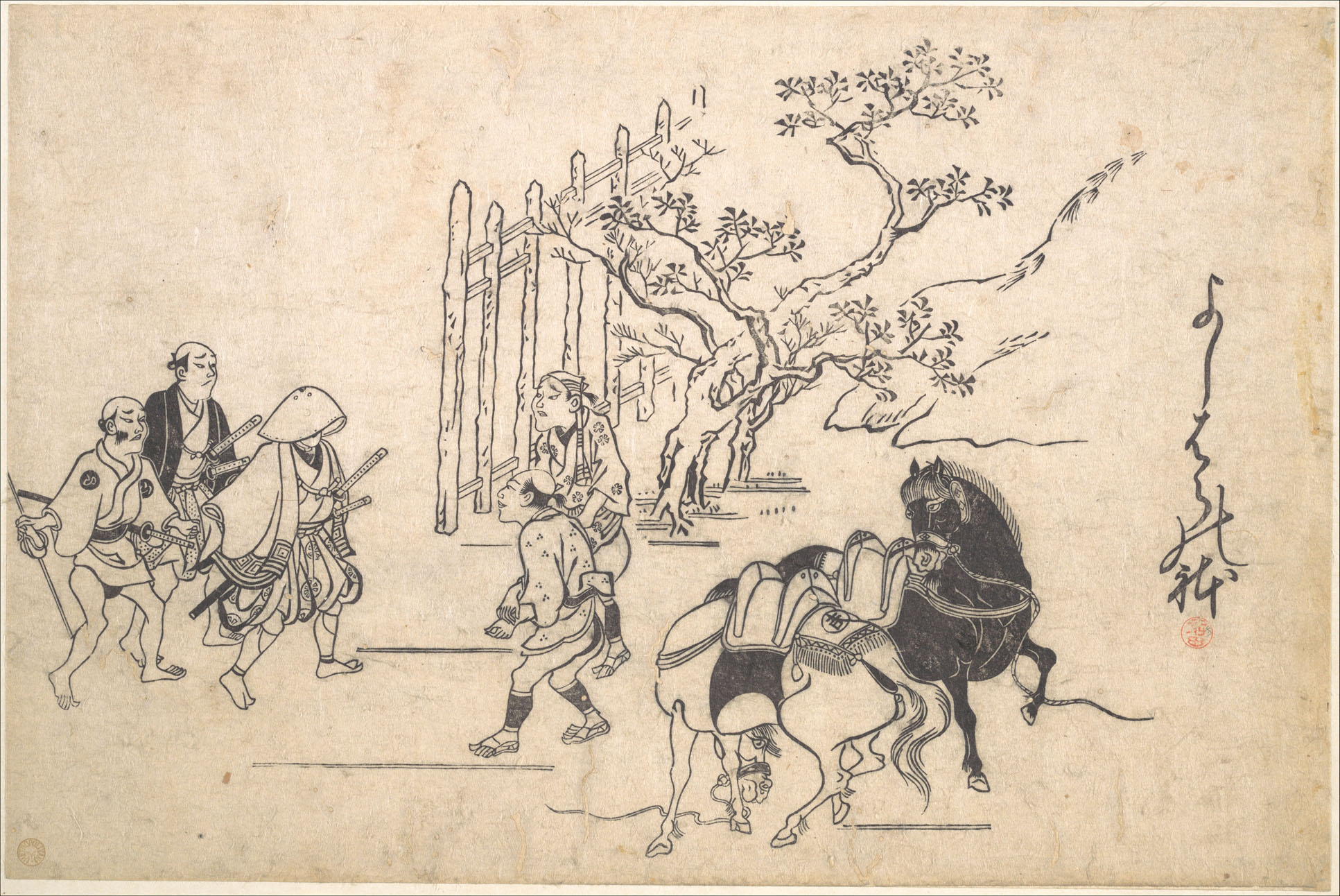 Моронобу Хисикава. "Двое молодых самураев". Около 1680.