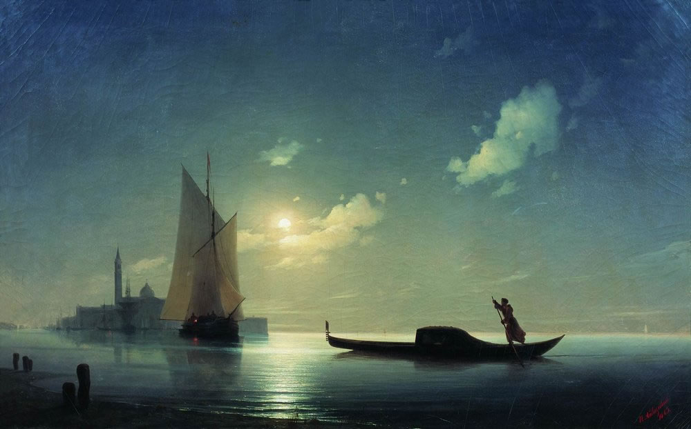 Иван Айвазовский. Гондольер на море ночью. 1843.