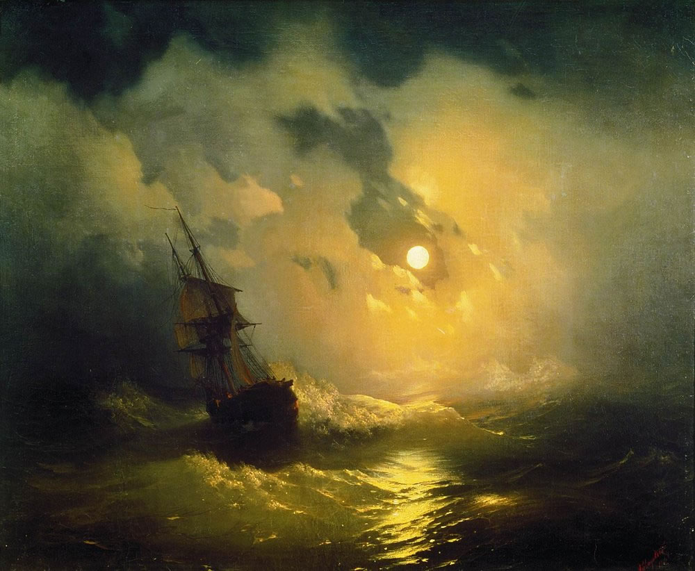 Иван Айвазовский. Буря на море ночью. 1849.