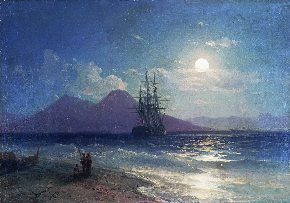 Иван Айвазовский. Вид моря ночью. 1873.