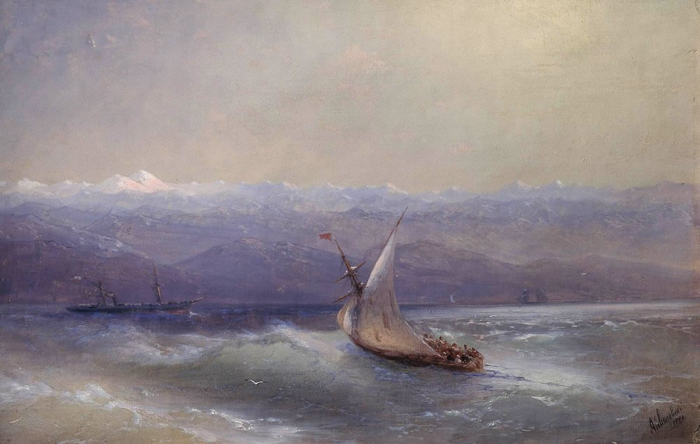 Иван Айвазовский. Море на фоне гор. 1880.