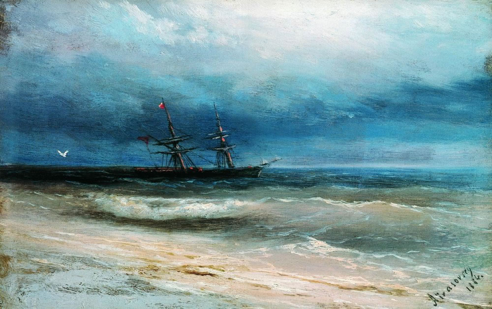 Иван Айвазовский. Море с кораблём. 1884.