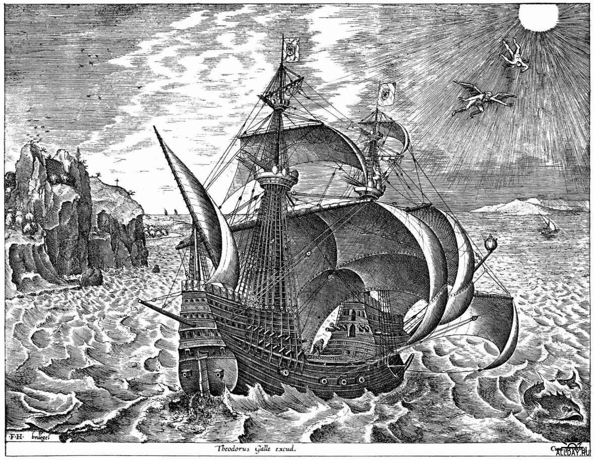 Питер Брейгель Старший. Серия "Морские корабли". 1564-1565.
