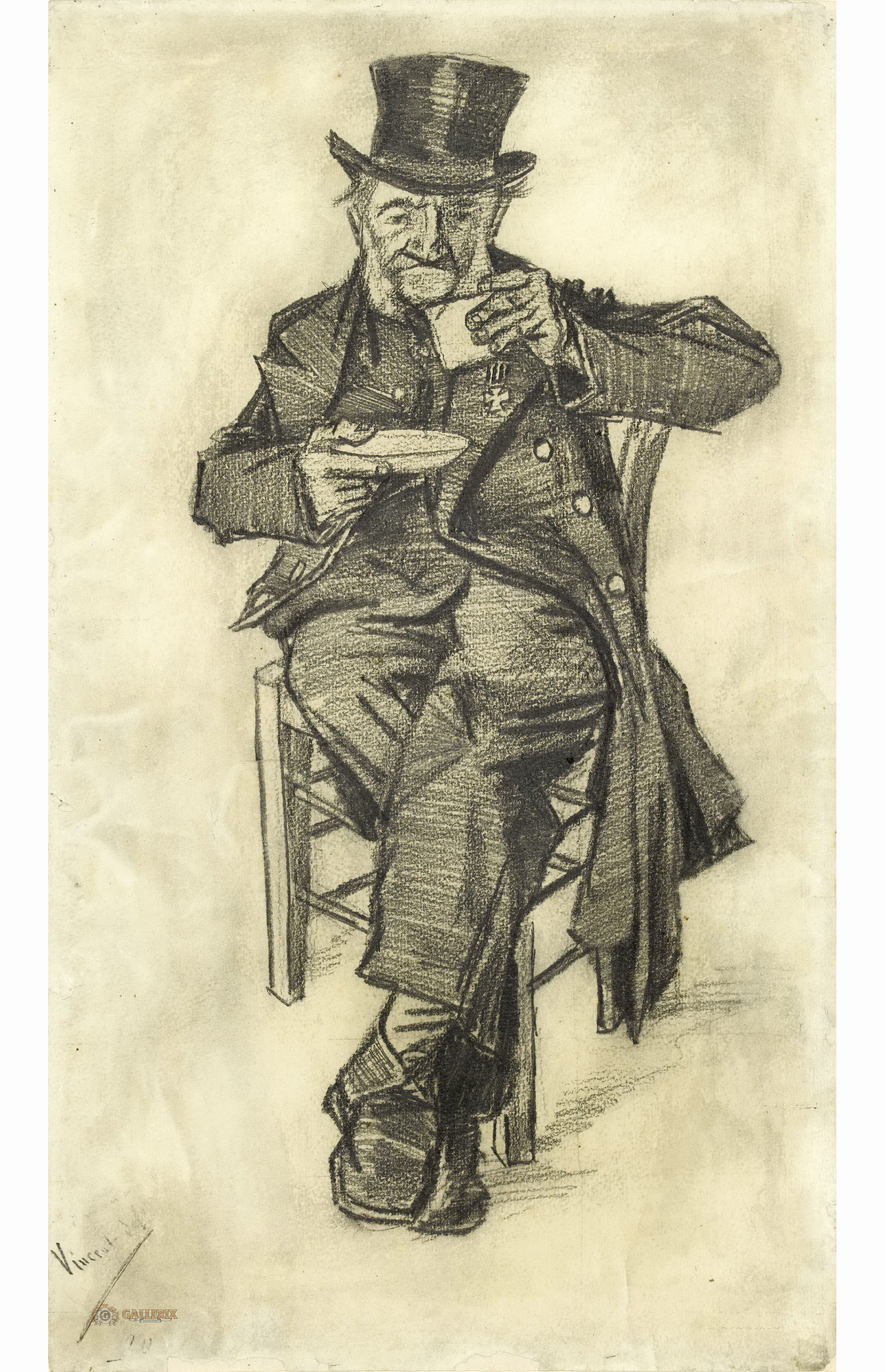 Винсент Ван Гог. "Пожилой мужчина в цилиндре, пьющий кофе". 1882. Музей Ван Гога, Амстердам.