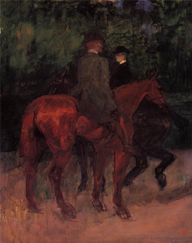 Анри де Тулуз-Лотрек. "Мужчина и женщина на прогулке в лесу". 1901.