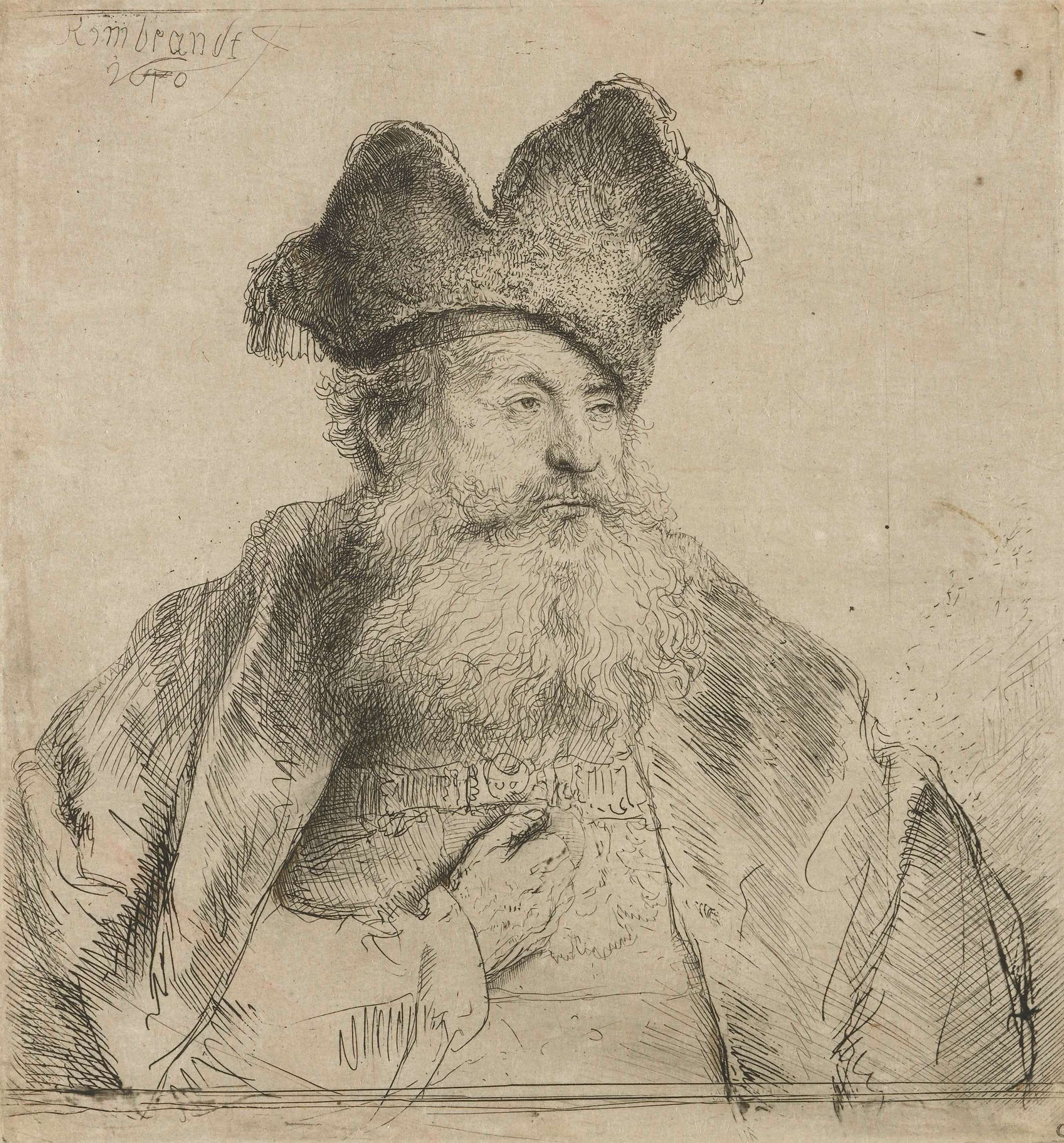 Рембрандт Харменс ван Рейн. "Старый мужчина в меховой шапке". 1640. Государственные художественные собрания Дрездена.