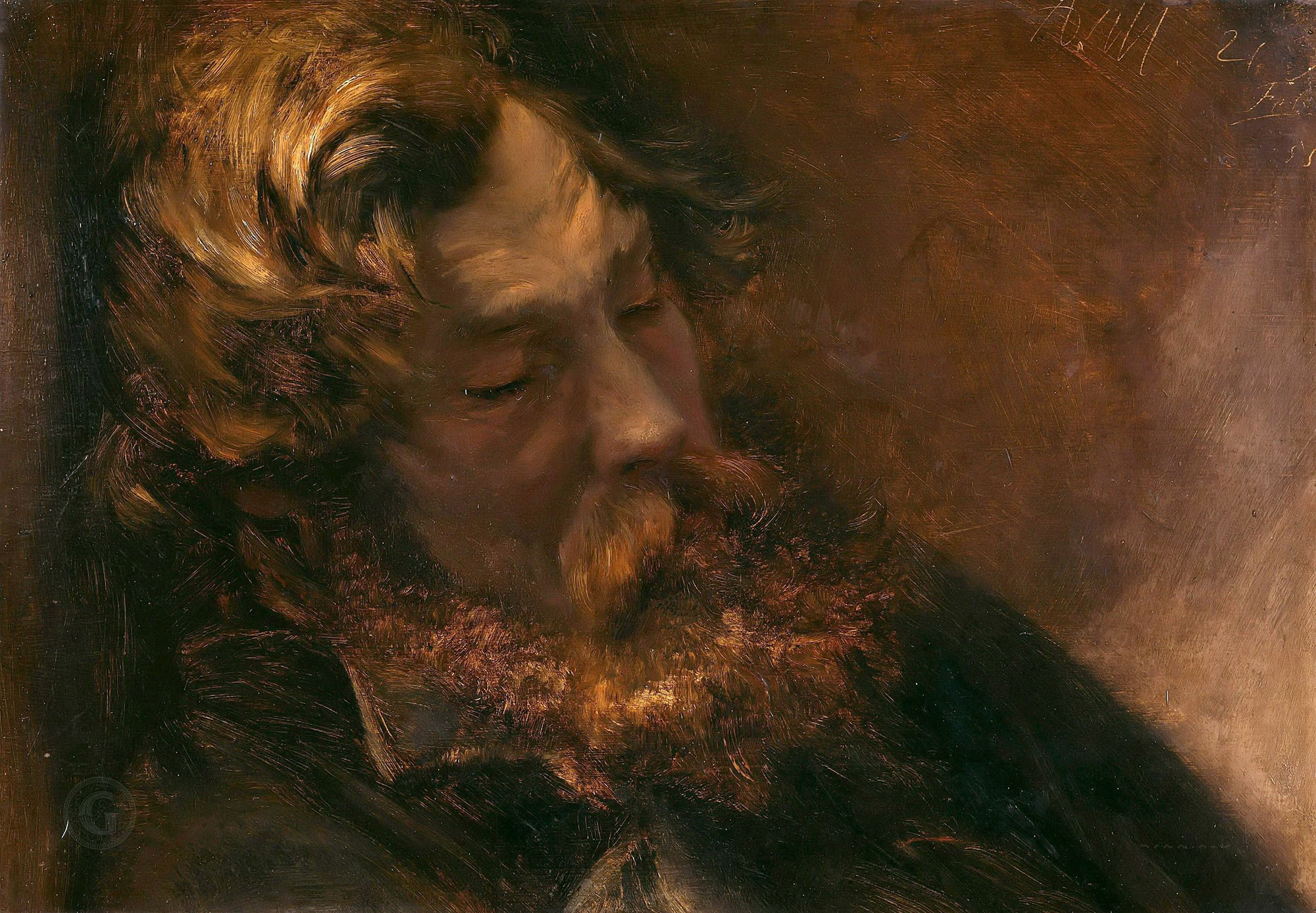 Адольф Менцель. Спящий мужчина". 1855. Музей Берггрюна, Берлин.