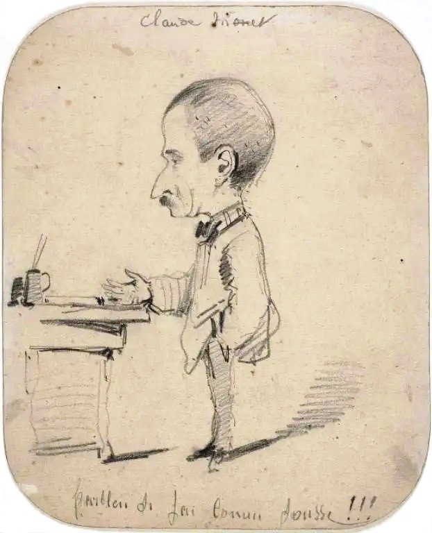 Клод Моне. "Карикатура мужчины, стоящего за столом". 1856. Чикагский институт искусств, Чикаго.