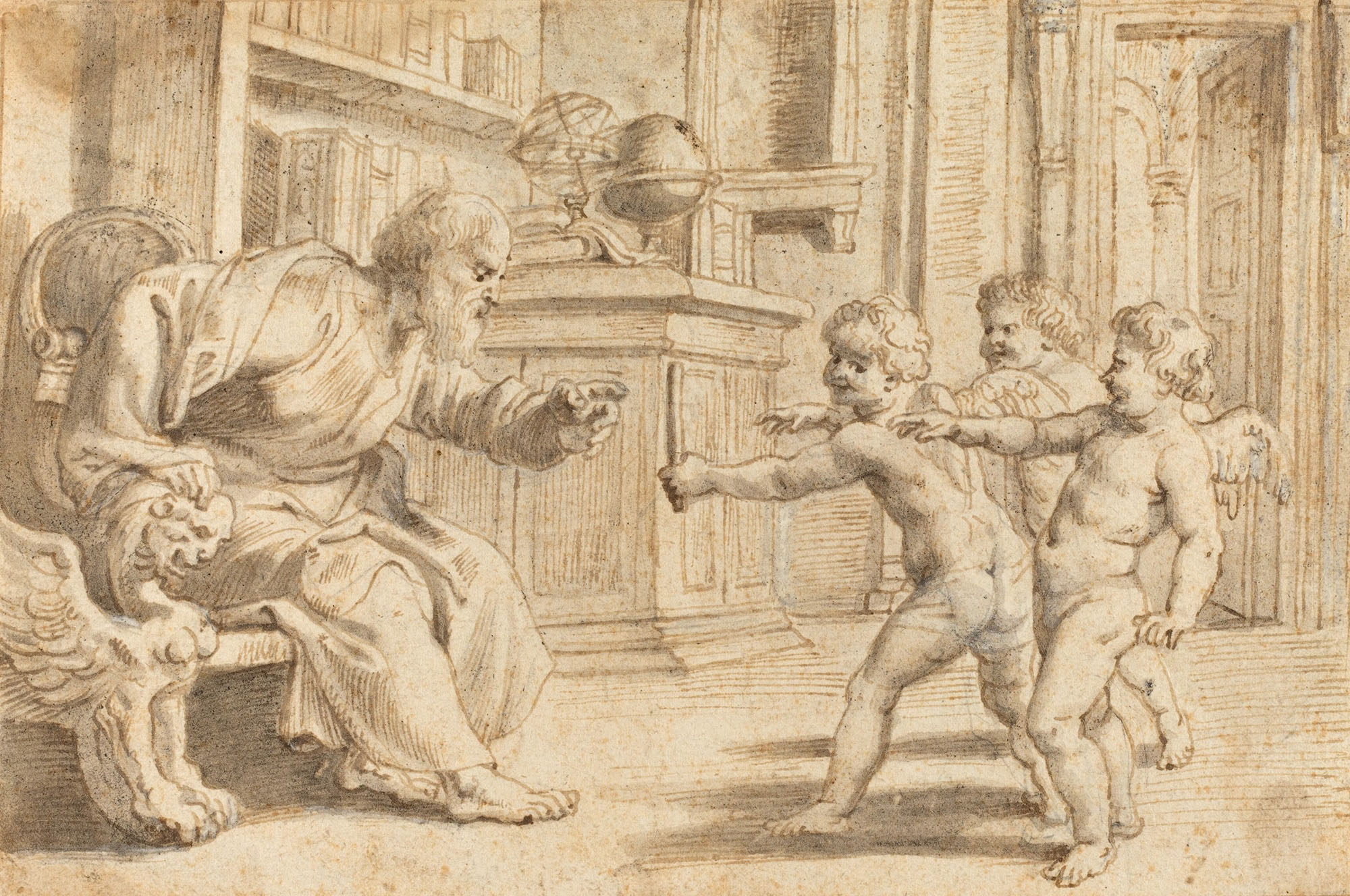 Питер Пауль Рубенс. "Путти, смеющиеся над мужчиной". около 1613. Национальная галерея, Вашингтон.