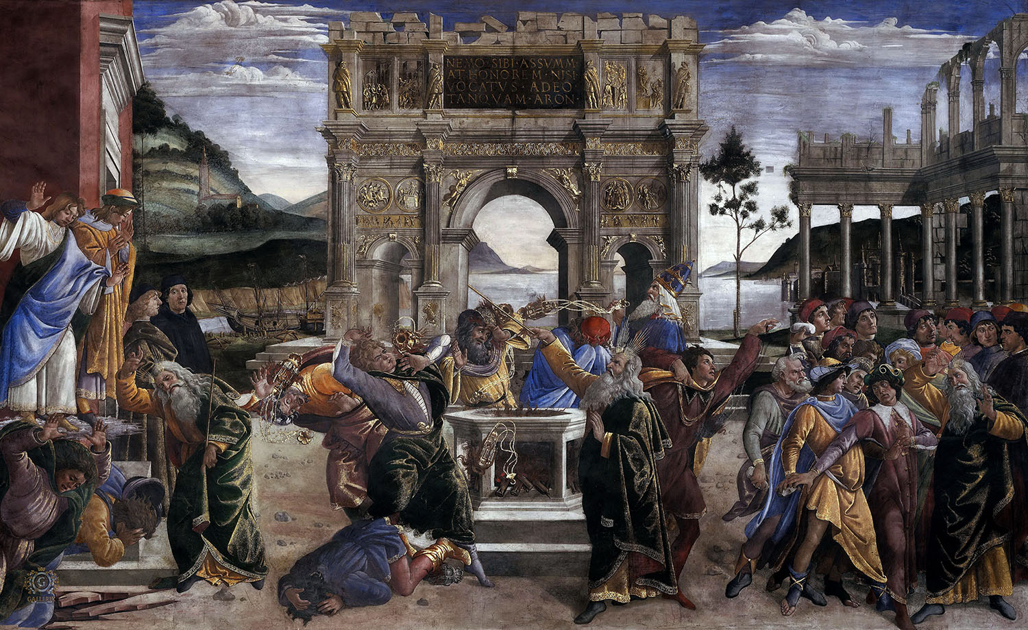 Сандро Боттичелли. "Наказание Корея". 1481-1482. Фреска. Сикстинская капелла. Музеи Ватикана, Ватикан.