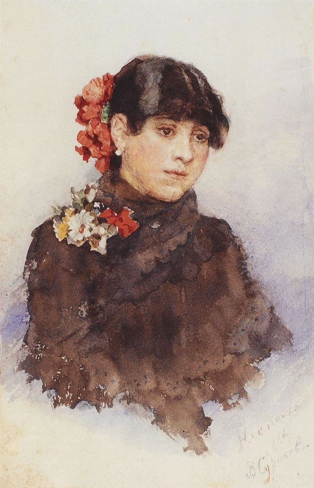 Василий Суриков. Неаполитанская девушка с цветами в волосах. 1883-1884.
