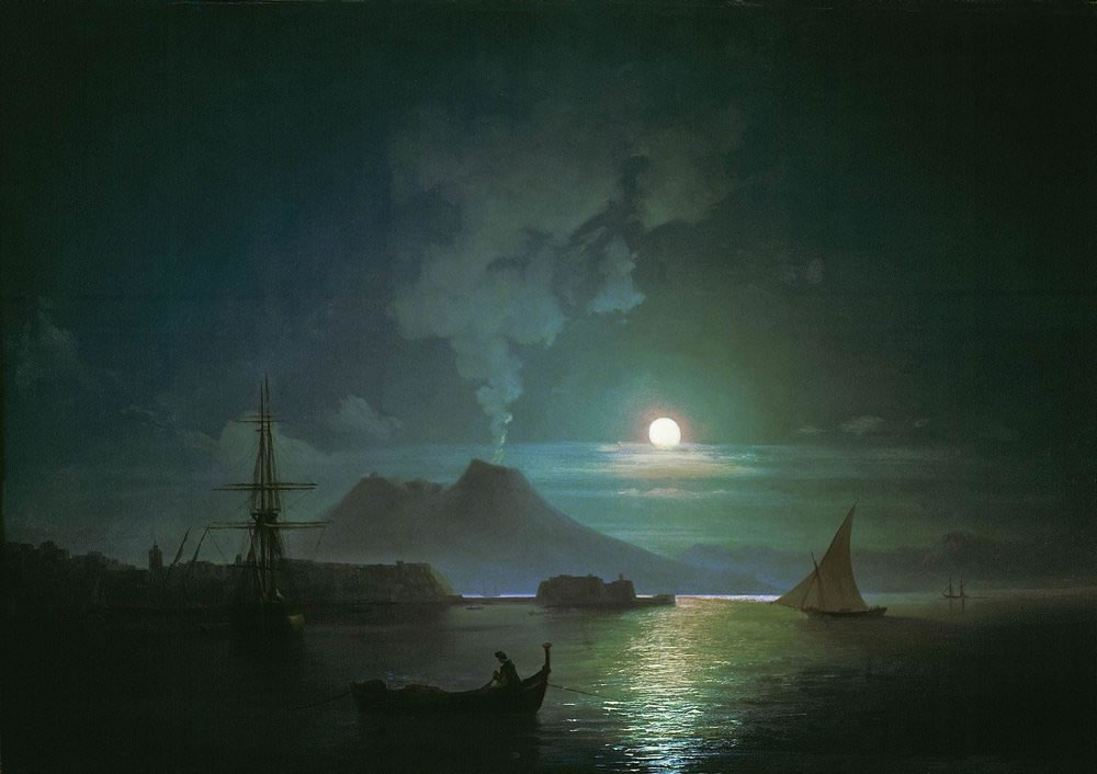 Иван Айвазовский. Неаполь в лунную ночь. Везувий. 1870-е.