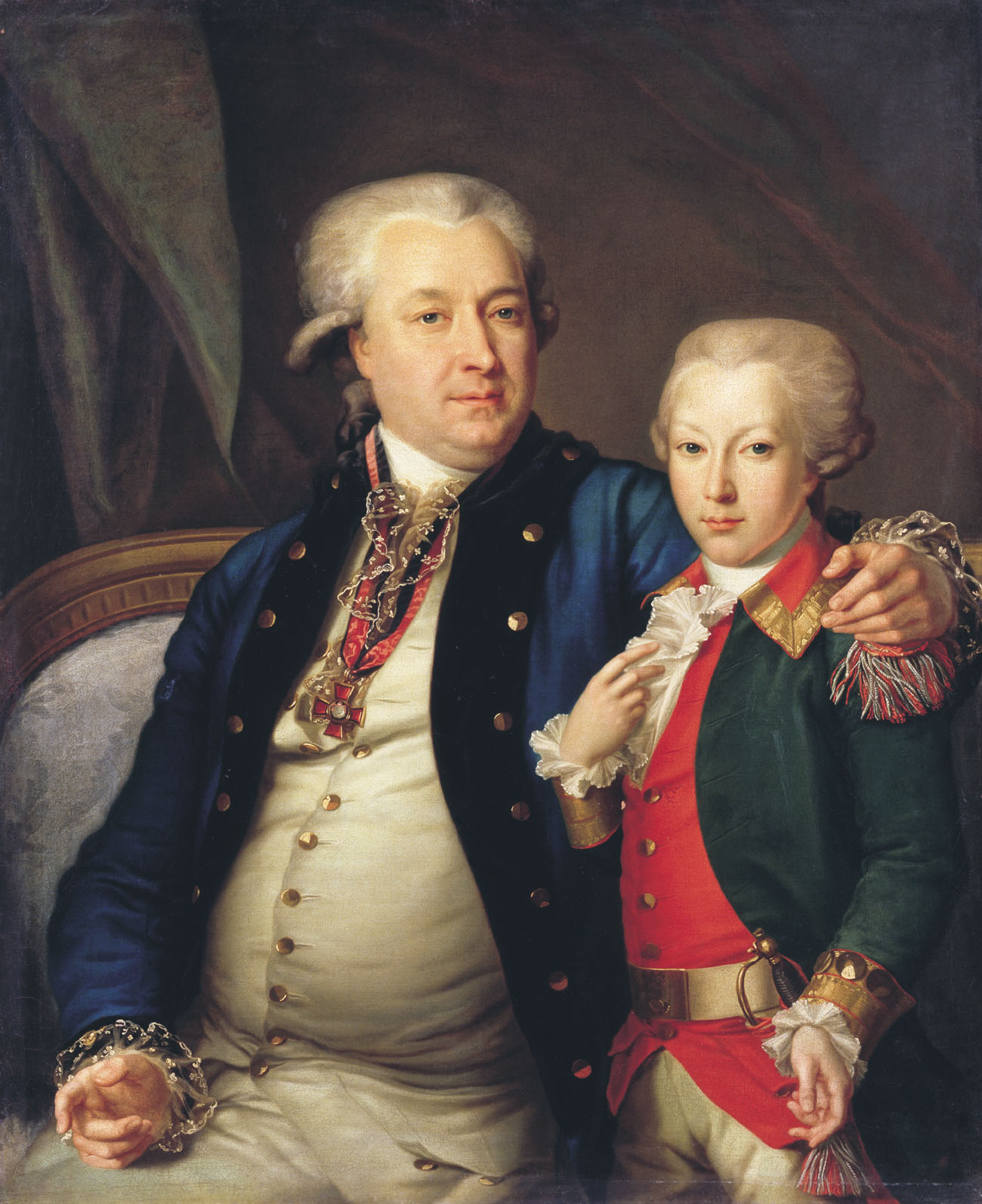 Леонтий Семёнович Миропольский. "Портрет неизвестного с сыном". 1780-е.