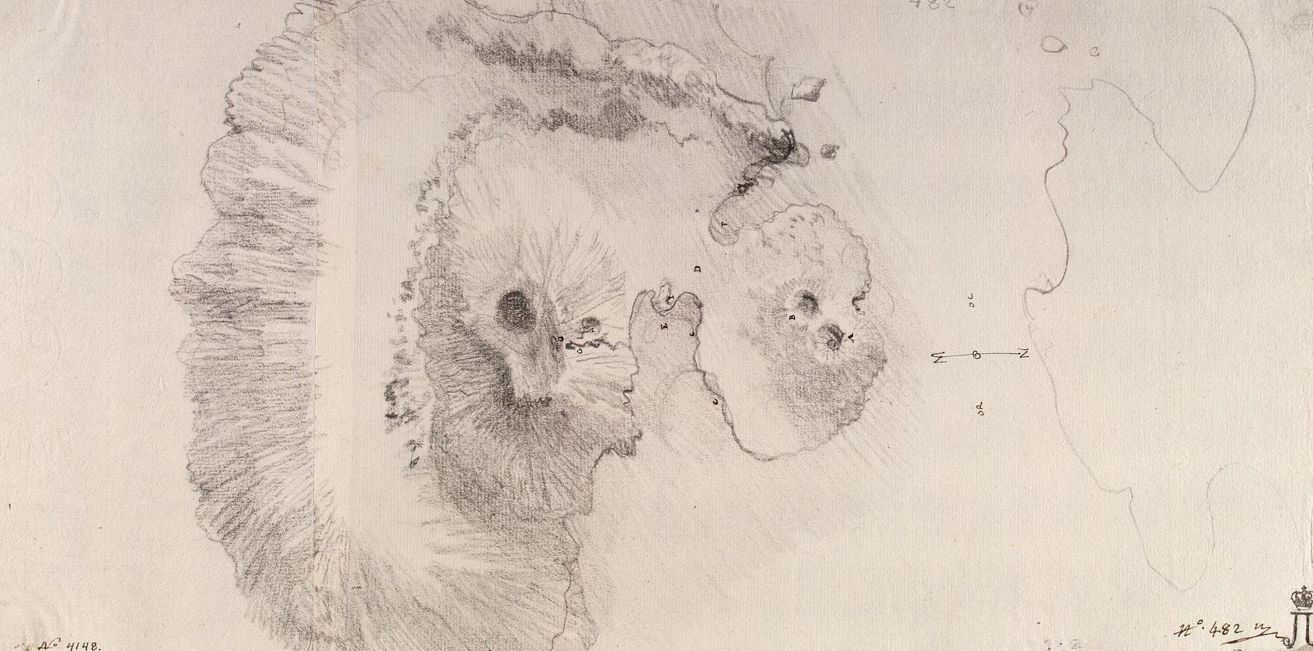 Жан-Пьер-Луи-Лоран Уэль. План островов Вулкано и Вулканелло. Между 1776-1779. Эрмитаж, Санкт-Петербург.