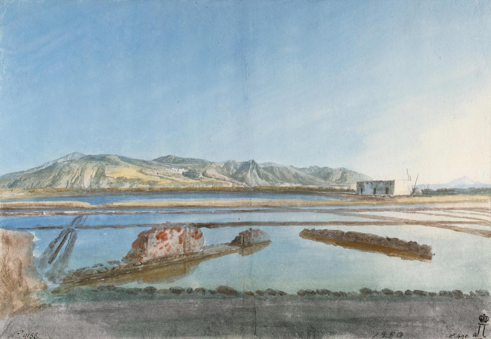 Жан-Пьер-Луи-Лоран Уэль. "Развалины античной солеварни на острове Салина". Между 1776-1779.
