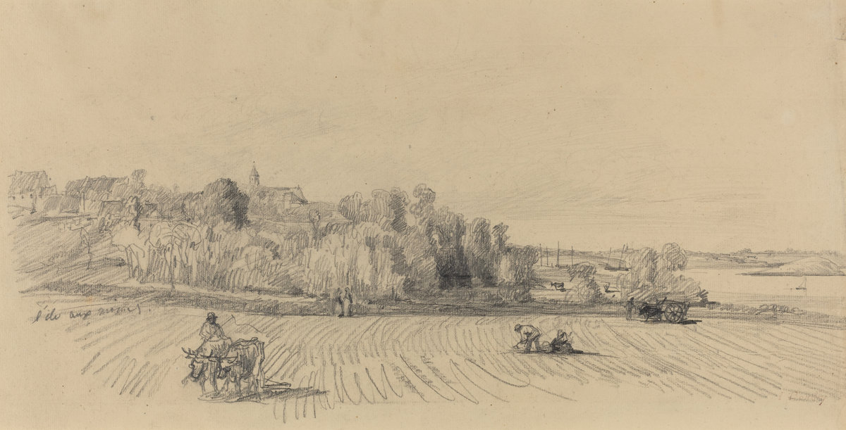 Эжен Буден. "Остров Муан с рабочими в поле". 1858. Национальная галерея искусства, Вашингтон.