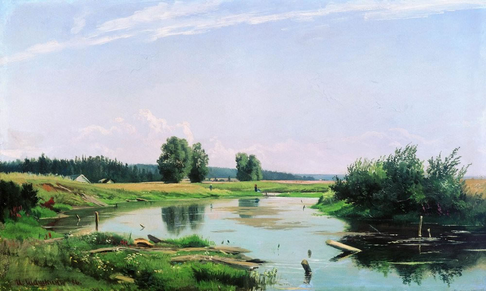 Иван Шишкин. Пейзаж с озером. 1886.