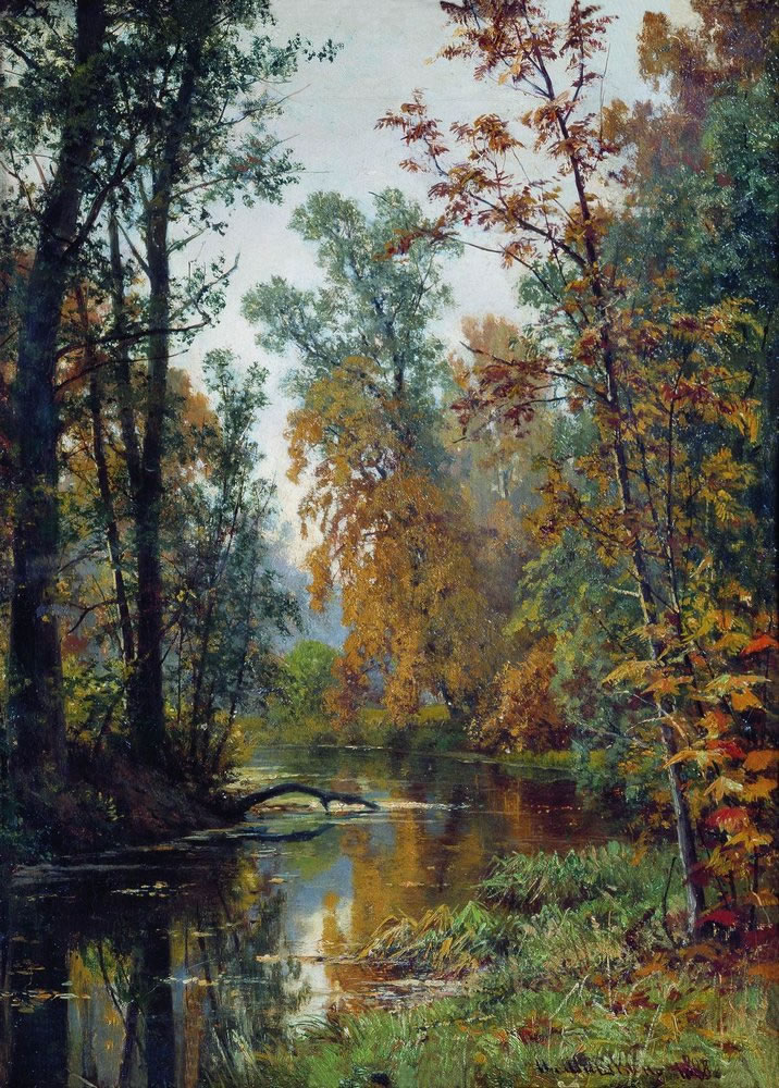 Иван Шишкин. Осенний пейзаж. Парк в Павловске. 1888.