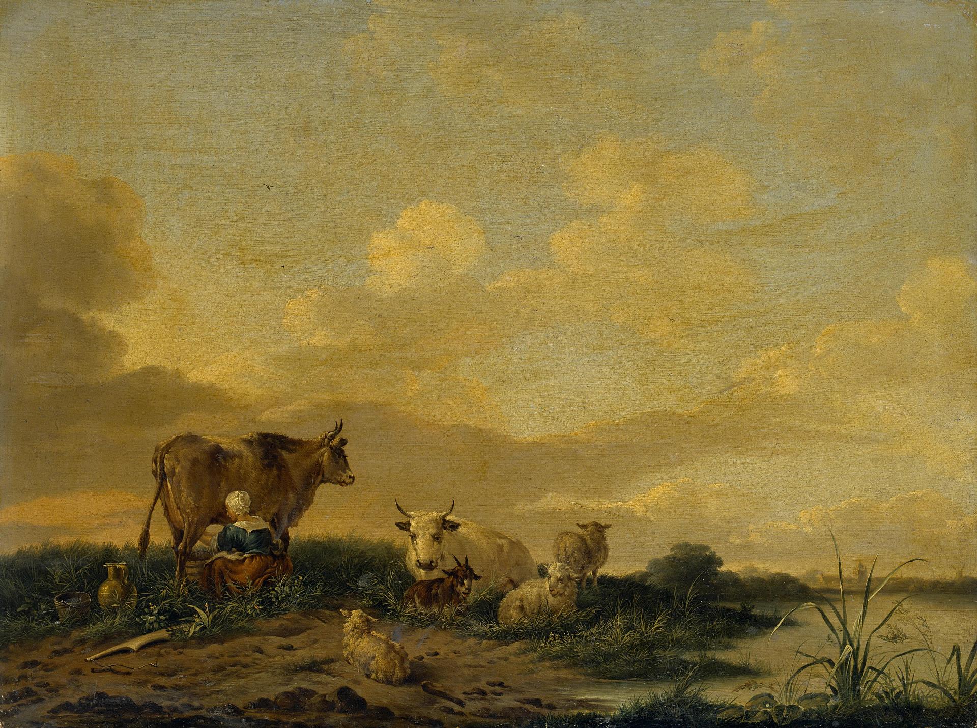 Дионис ван донген. "Пейзаж с коровами и овцами". XVII век.