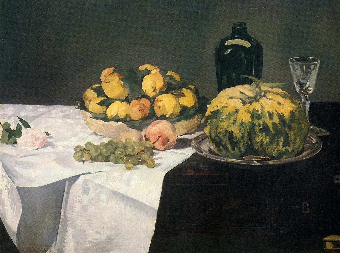 Эдуард Мане. "Натюрморт с дыней и персиками". 1866.