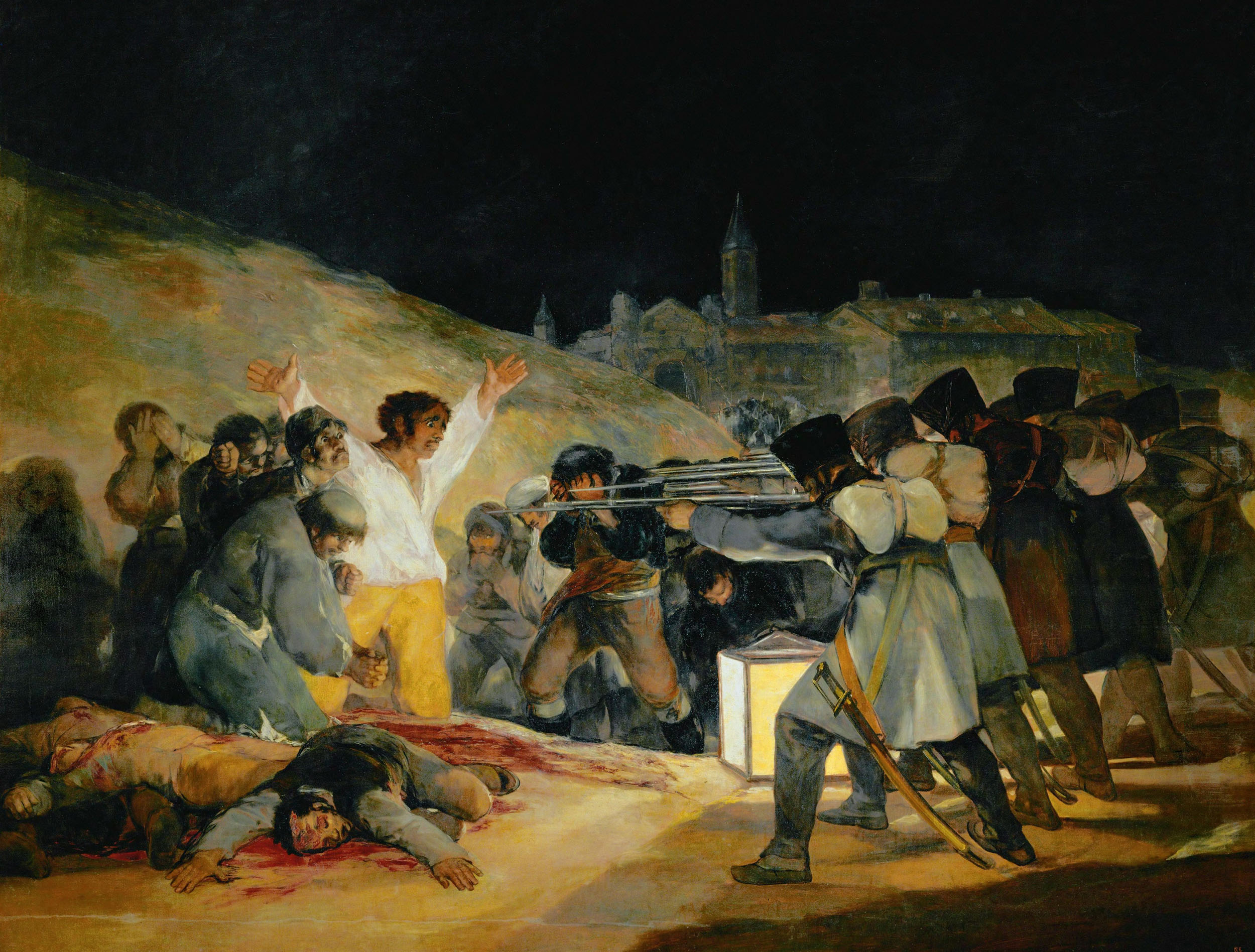 Франсиско Гойя. "Расстрел повстанцев в ночь со 2 на 3 мая 1808 в Мадриде". 1814.