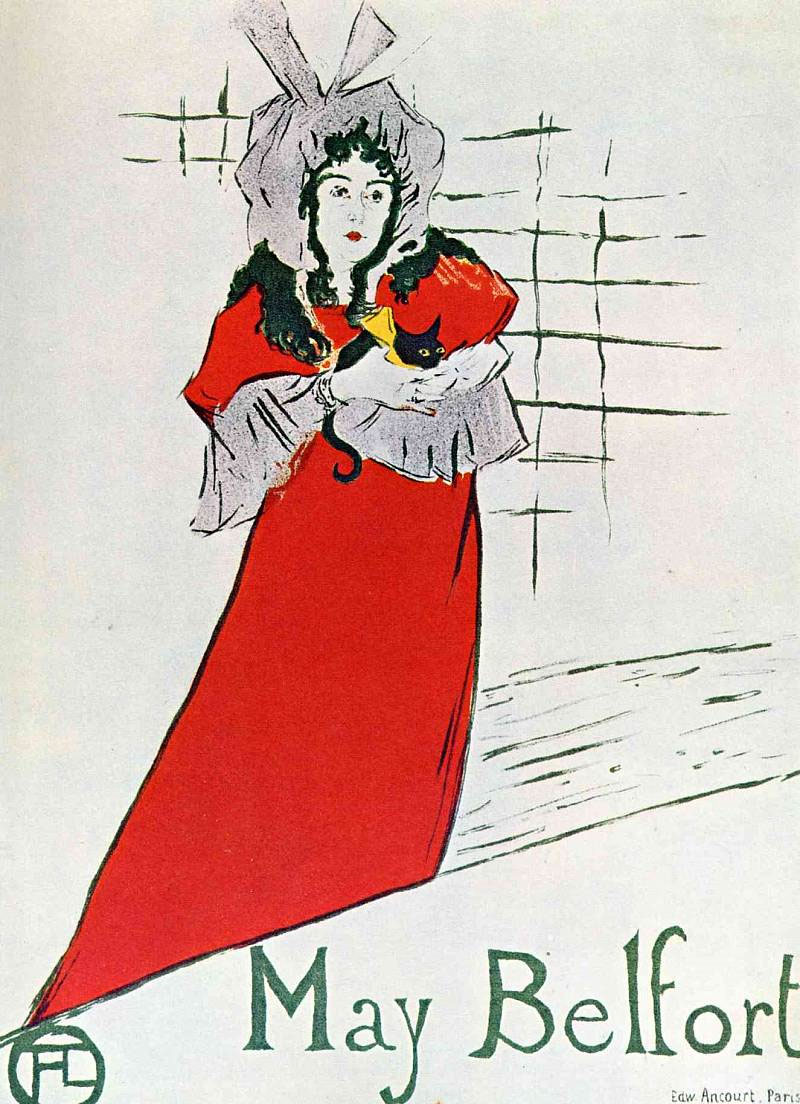 Анри де Тулуз-Лотрек.  Афиша "Мэй Белфорт". 1895.