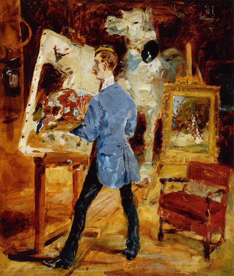 Анри де Тулуз-Лотрек. Пренсто в своей студии. 1881.