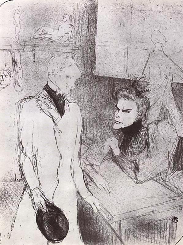 Анри де Тулуз-Лотрек. Бранде и Ле Баржи в третьем акте пьесы "Притворщики". 1894.