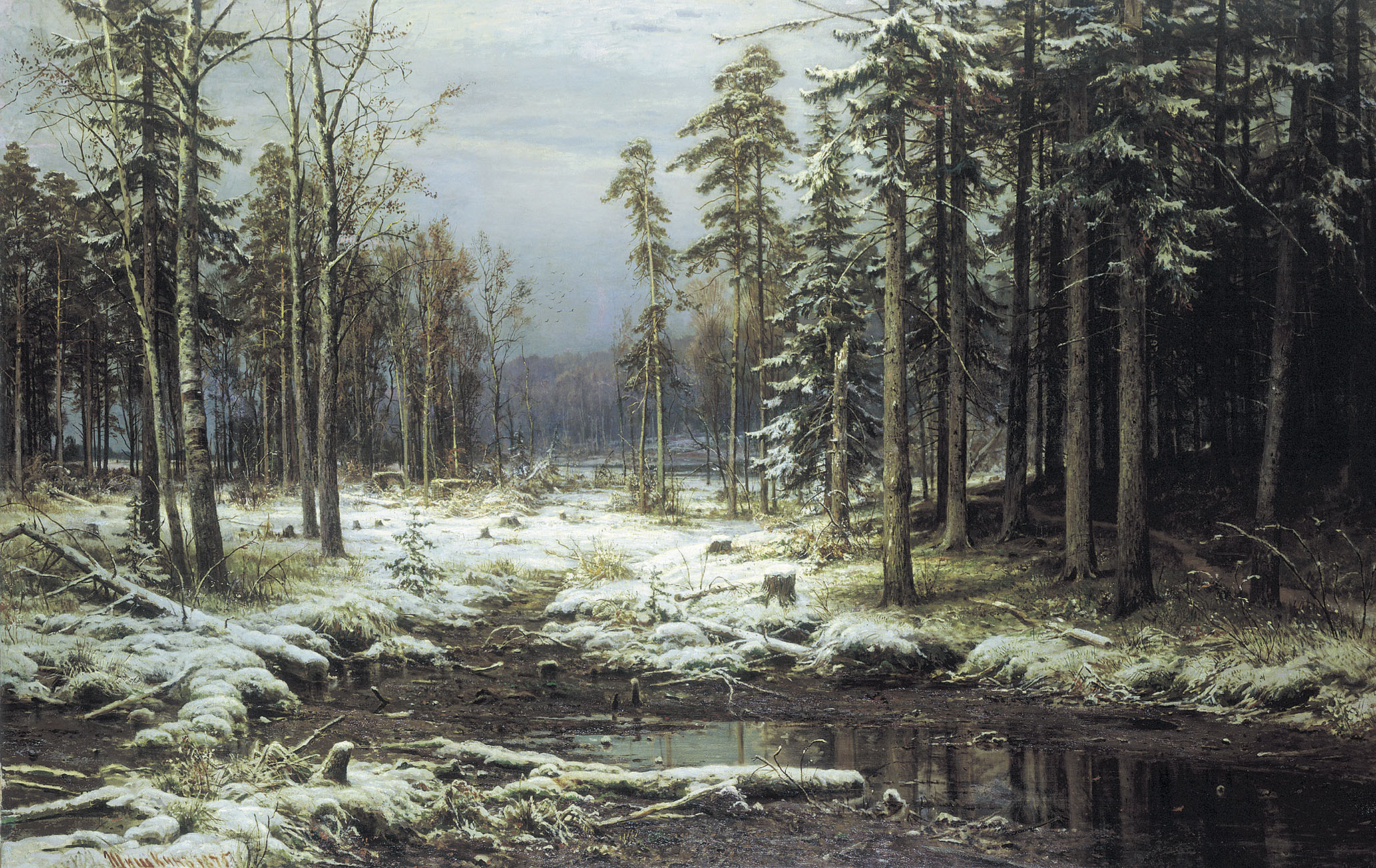 Иван Шишкин. Первый снег. 1875.