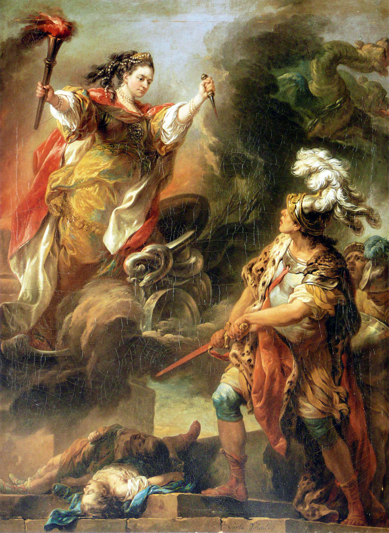 Шарль Андре ван Лоо. Портрет актрисы Клерон в роли Медеи. 1760.