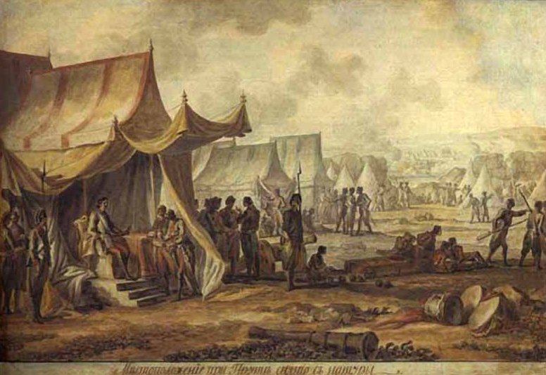Михаил Матвеевич Иванов. "Пётр I на реке Пруте". 1804.