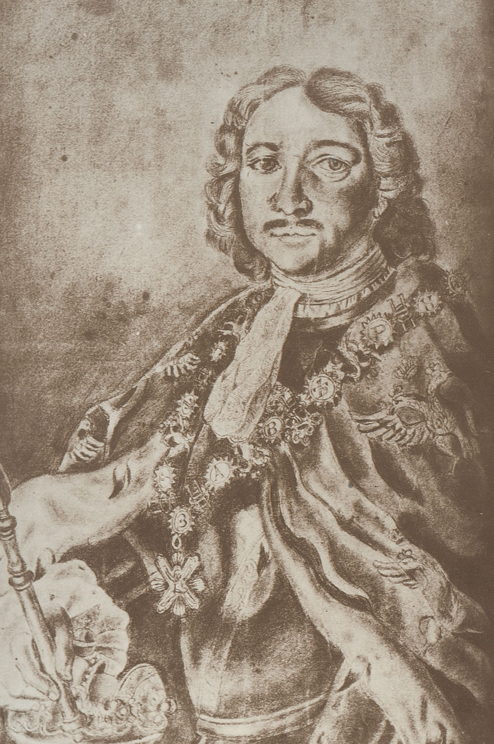 А. Зубов. Портрет Петра I. Фрагмент. 1712.