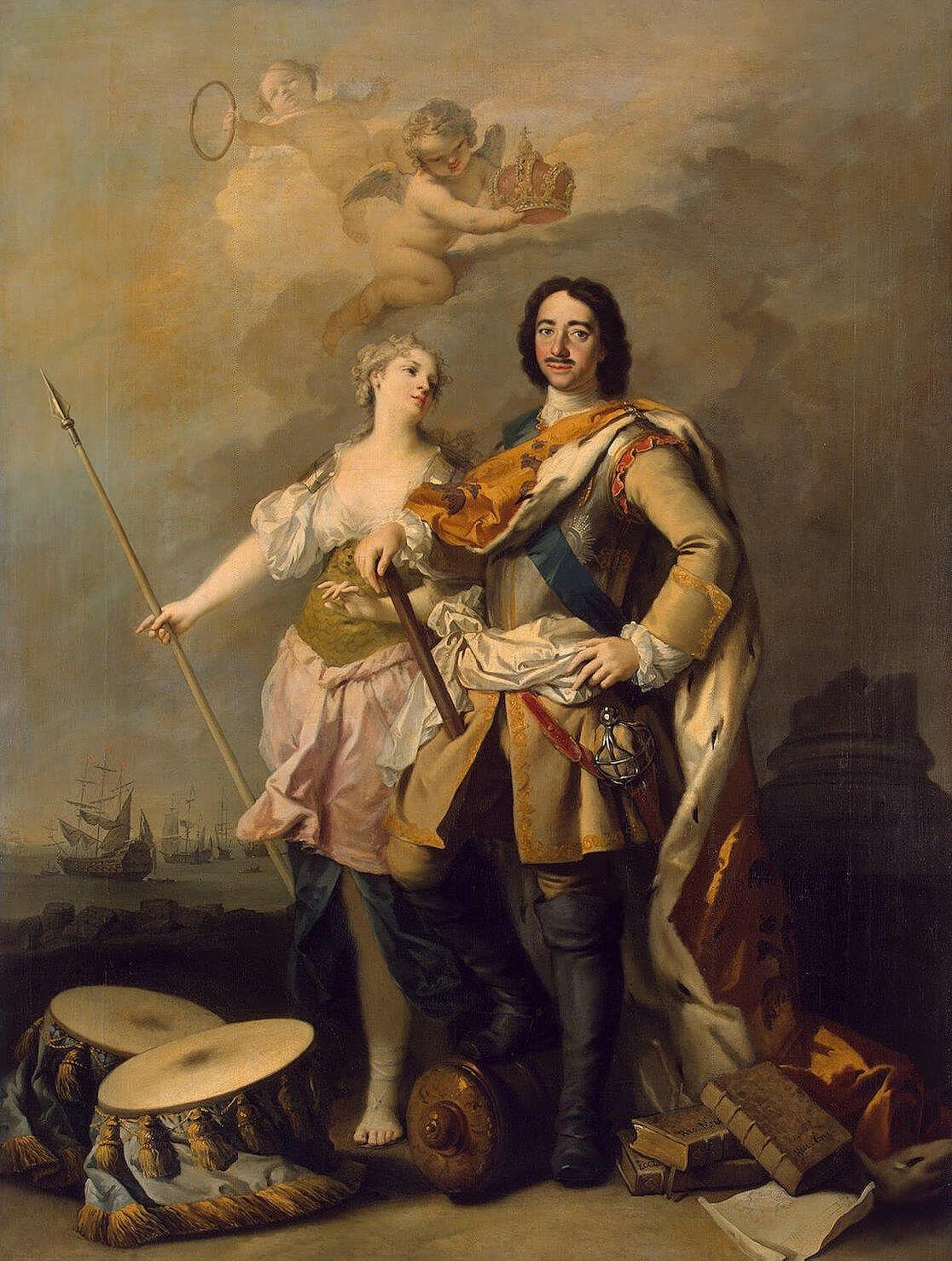 Я. Амикони. Пётр I и Минерва. 1730-е.