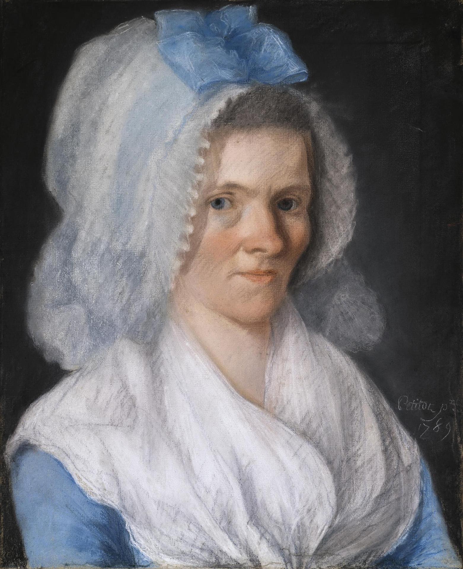 Жозеф Петито. "Портрет пожилой дамы в голубом чепце". 1789.